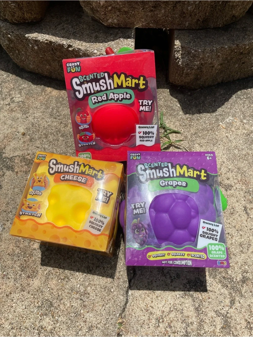Scented SmushMart Red Apple, Cheese & Grapes Squishy Toys - Set of 3